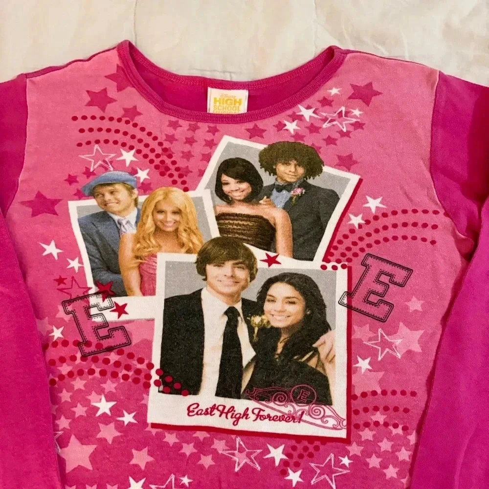 Y2K Kids Disney High School Musical Long Sleeve T-Shirt Fitted Tee Size 12
